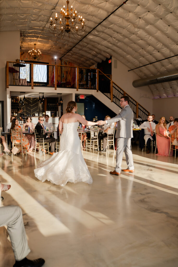 inside echo creeks reception hall first dance wedding 